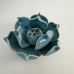 Lotus Flower Incense Holder 3" Blue Turquoise Thailand Meditation Buddhism Altar